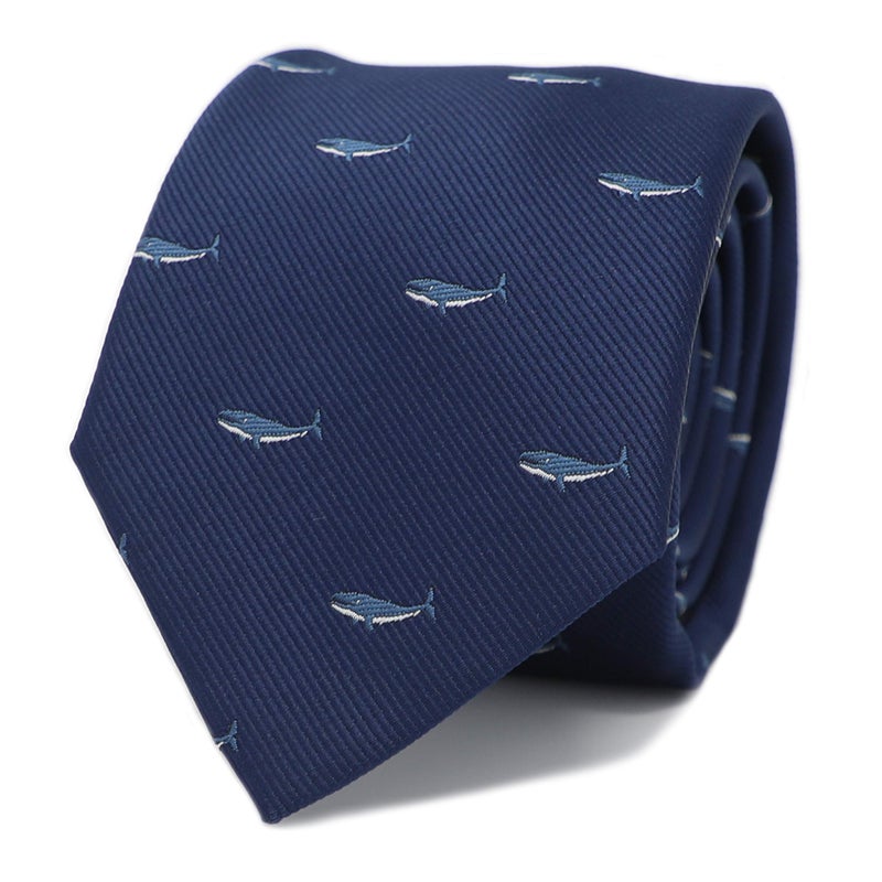 MENDEPOT Animal Pattern Necktie With Gift Box Sea Animal Pattern Tie Father's Day Birthday Gift Tie (Whale) - Image 1